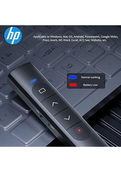 SS10 Wireless Presentation Flip Pen Kalem Pilli Kablosuz Lazer Sunum Kumandası