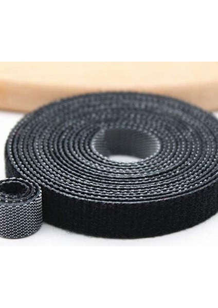 Cırt Cırt Sabitleyici Kablo Düzenleyici 5 Metre x 1cm Kanca ve Döngü Kayışları, Tekrar Kullanılabilir, Çift Taraflı Kanca Rulo Düzenleyici Kayışlar, Bağlama Bandı (Siyah)