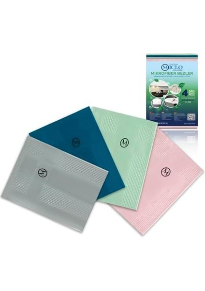 Cleanıng Mikrofiber Temizlik Bezi | Sihirli Bez, Cam ve Ayna Bezi | 4'lü Paket | Somon Serisi