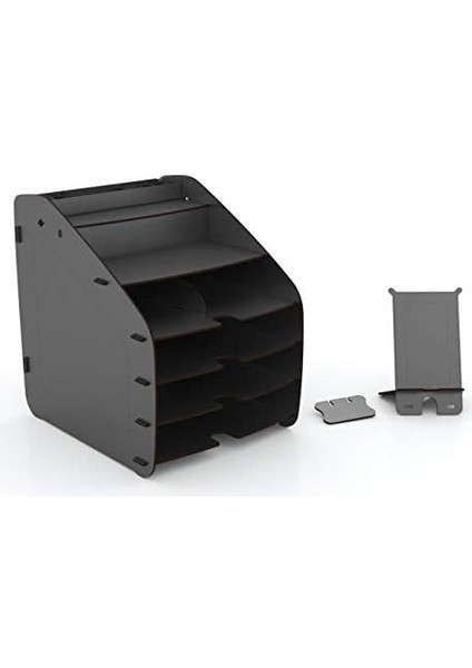 Design Otto Large Modest - 6 Renk A4 Evrak Rafı Masaüstü Organizer Düzenleyici (Siyah)