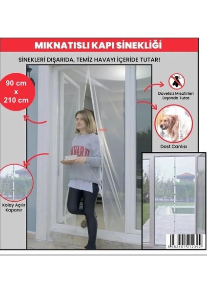 Luas Mıknatıslı Kapı Sinekliği, Sinek Böcek Tutucu, Beyaz Tül Sineklik, Sivrisinek Ağı, Balkon Kapısı, Sürgülü Kapı, Teras Kapısı Için Mıknatıslı Perde 90 cm