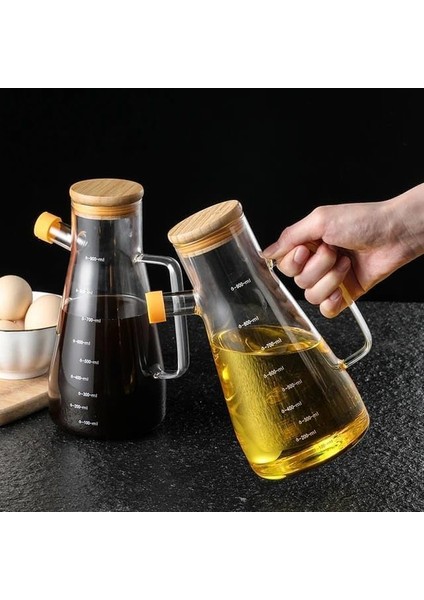 Home 900 ml Borosilikat Cam Yağdanlık,termisil Isıya Dayanıklı Yağlık ve Sirkelik,zeytin Yağı,limon Suyu ve Sirke Için Yağ Şişesi (1 Adet)