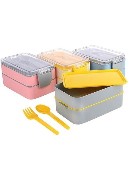 Plastik Orjinal Fely Beslenme Kabı,yetişkinler/çocuklar Için, Bölmeli, Yemek Kutusu, Paket Bölücü, Çatal Kaşık Takımı Içinde 4 Renk (Pembe)