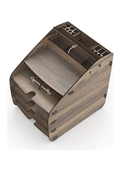 Design Otto Large Modest - 6 Renk A4 Evrak Rafı Masaüstü Organizer Düzenleyici (Ceviz)
