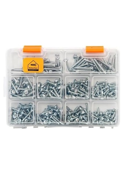 All Essential Fasteners 420 Parça 10 Çeşit Yıldız Silindir Başlı Akıllı Vida Seti, Matkap Uçlu Vida Seti