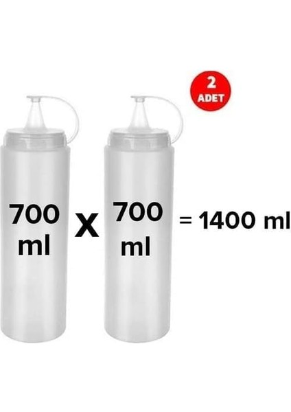 Home 2 Adet Sos Şişesi 700 ml Plastik Yağlık Sirkelik Ketçap Mayonez Sızdırmaz Sosluk Yağdanlık,bpa Içermez (Şeffaf)