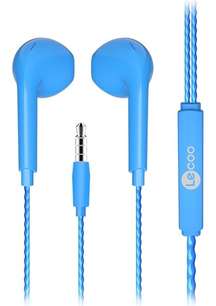 Lenovo EH104 3.5mm Jack Girişli Gürültü Önleyici Mikrofon, Ses Ayarı Panelli Stereo Hd Mikrofon Yüksek Çözünürlüklü, Kulak Içi Mikrofonlu Kulaklık, Tek Ebat, Mavi