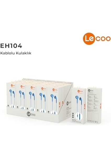 Lenovo EH104 3.5mm Jack Girişli Gürültü Önleyici Mikrofon, Ses Ayarı Panelli Stereo Hd Mikrofon Yüksek Çözünürlüklü, Kulak Içi Mikrofonlu Kulaklık, Tek Ebat, Mavi