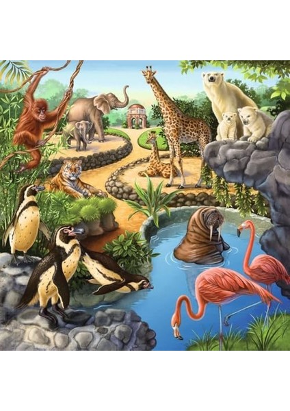 92659 Dağ Hayvanları Çocuk Puzzle, Çok Renkli, 3 x 49 Parça modelleri