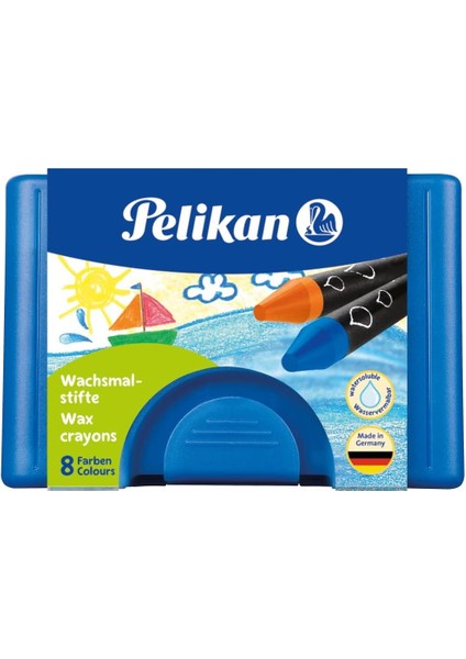 722959 - Wachsmaler Yuvarlak 666/8 Wasservermalbar, Suda Çözülür, Mavi Plastik Kılıf