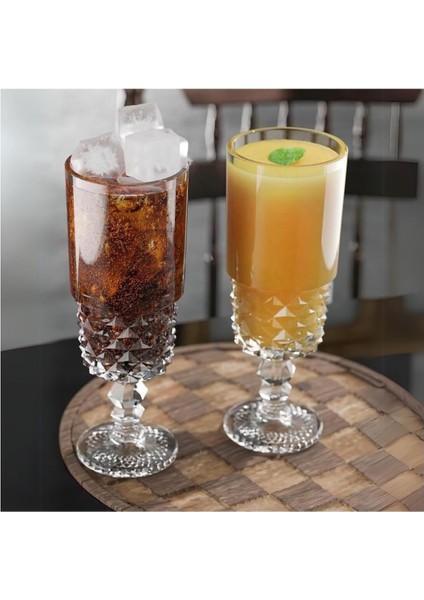 Kokteyl Cam Kadeh - 220 ml Içecek Bardakları Kristal Tasarımlı Bardak, Şerbet Meyve Suyu Meşrubat Içki Bardağı