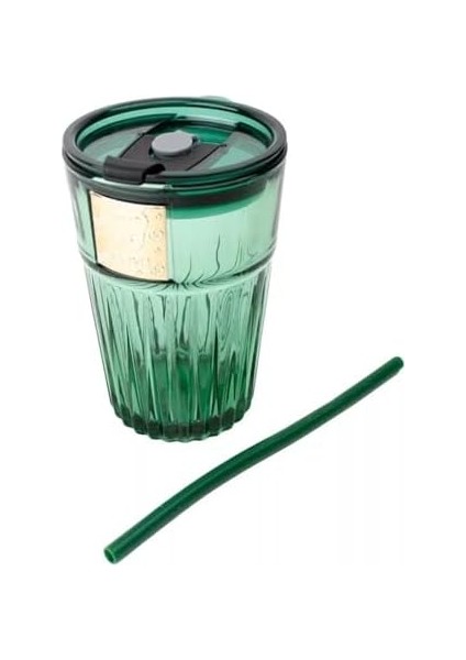 Adet Zümrüt Yeşil Cam Kupa Bardak Kahve Meşrubat Tatlı Kokteyl Bardağı Yeşil 470 ml
