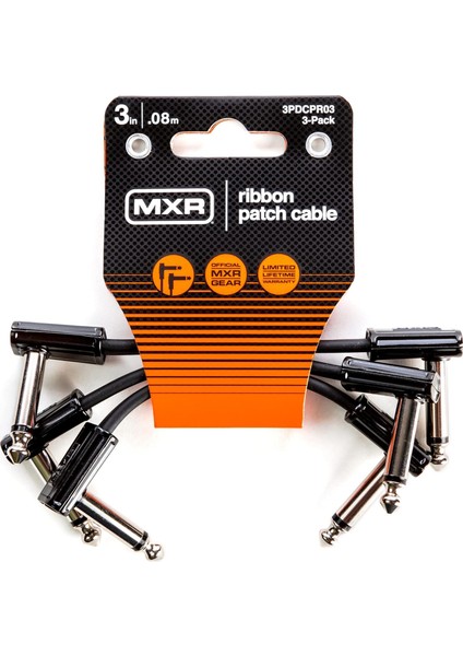Jım Dunlop Şerit Yama Kablosu 3 "| 3"-3 Paket, 1/4-Inç Dik Açı (3PDCPR03)