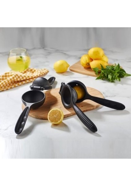 Home Döküm Limon Sıkacağı Limon Presi Büyük Boy 24cm, Siyah Metal Limon Sıkacağı, Döküm Naranciye Sıkacağı