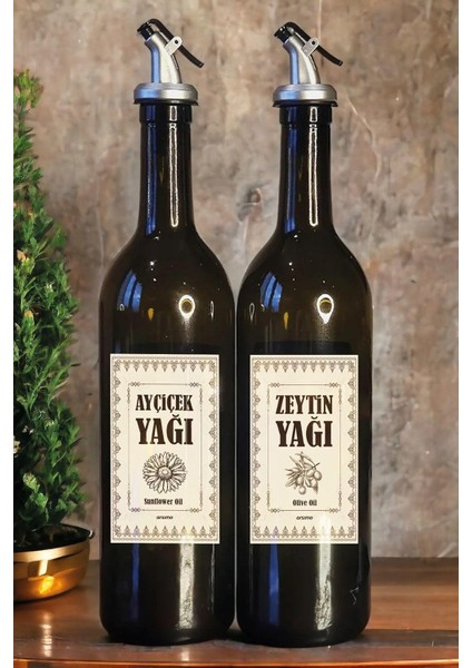 Yağ Şişesi Seti 2'li, 750 ml Zeytinyağı & Ayçiçek Yağı Dispenseri, Su Geçirmez Etiketli, Sızdırmaz Otomatik Dökme Başlıklı, Şık & Dayanıklı Yağlık Yağdanlık Set