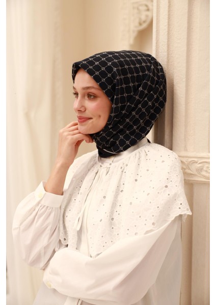 Olinda Eşarp - 48004 - Koyu Lacivert Ekru