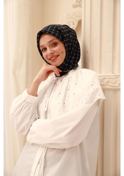 Olinda Eşarp - 48004 - Koyu Lacivert Ekru fiyatları