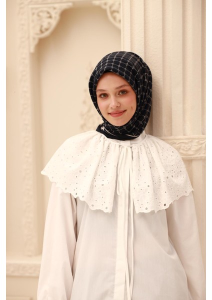 Olinda Eşarp - 48004 - Koyu Lacivert Ekru modelleri