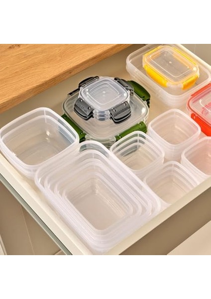Home Sızdırmaz Kare Saklama Kabı Seti, Klipsli Kilitli, Contalı Kapaklar, Mutfakta Yiyecek Saklama Için Dayanıklı ve Şeffaf Set Bpa Içermez (6 Parça)