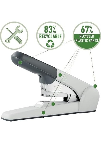 Ekstra Güçlü Düz Zımba, 60 Yaprak Kağıt Için, Zımba Teli, Ergonomik Tasarım, Gümüş, 55520084
