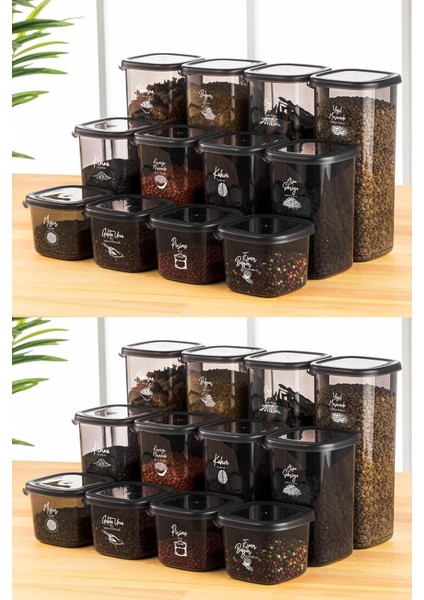 24LÜ Peggy Kare Erzak Saklama Kabı 8x(0,55 Litre, 1,2 Litre, 1,75 Litre) Beyaz Serigrafi Etiketli