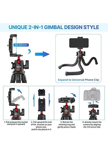 Mt-33 Cold Shoe Ahtapot Tripod, Siyah