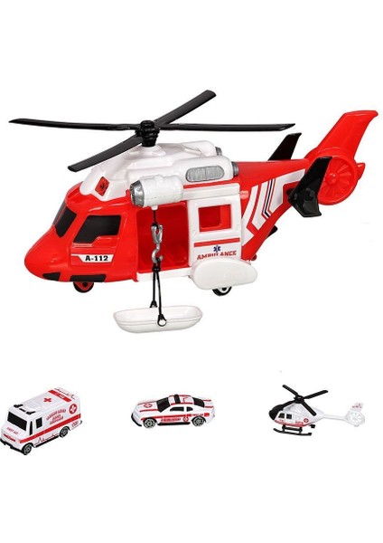 ERN-2004 Heroes Toys Helikopter Ambulans Seti Arabalı