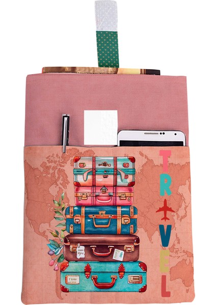 Desenli Yıkanabilir Cepli Kitap Kılıfı 20 x 25 cm Çok Amaçlı Çanta Book Cover