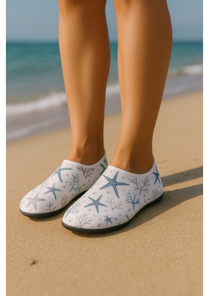 Deniz Ayakkabısı Deniz Terliği 2 Yetişkin 1 Çocuk Aile Plaj Ayakkabı Seti Dilek Küresi Hediye Özel Plaj Deniz Terliği