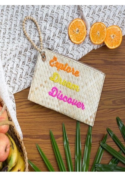 Quote Clutch: Explore Dream Discover El Yapımı Organik Hasır Clutch fiyatları