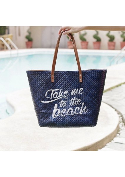 Take Me To The Beach Tote El Yapımı Hasır Plaj Çantası