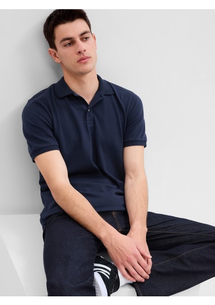 Erkek Lacivert Pique Polo Yaka T-Shirt
