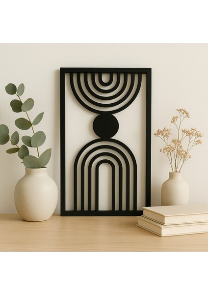 Geometrik Formlu Siyah Duvar Dekoru | Modern Minimalist Çizgisel Tasarım