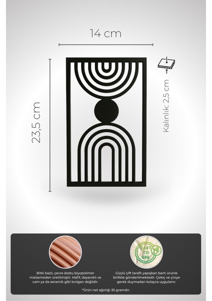 Geometrik Formlu Siyah Duvar Dekoru | Modern Minimalist Çizgisel Tasarım