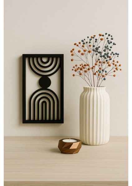 Geometrik Formlu Siyah Duvar Dekoru | Modern Minimalist Çizgisel Tasarım