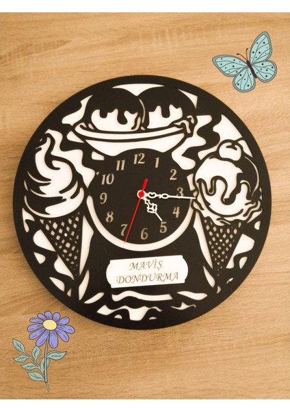 Dondurma Temalı (Dondurmacı***iş Yerine Özel) Kişiye Özel Isim Yazılı Duvar Saati
