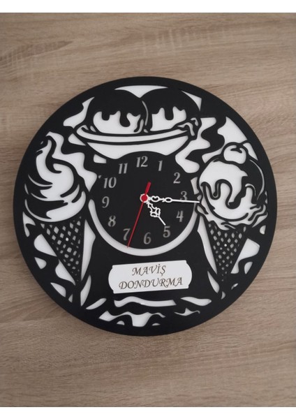 Dondurma Temalı (Dondurmacı***iş Yerine Özel) Kişiye Özel Isim Yazılı Duvar Saati fiyatları