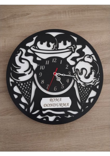 Dondurma Temalı (Dondurmacı***iş Yerine Özel) Kişiye Özel Isim Yazılı Duvar Saati modelleri