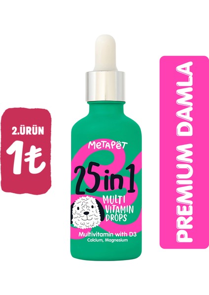 Köpekler için Premium Multi Vitamin Damla, Doğal ve Organik Içerikli Köpek vitamini, 50 ML