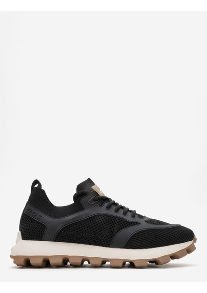 Erkek Kalın Taban Trikolu Bağcıklı Sneaker Mc 21326 Siyah