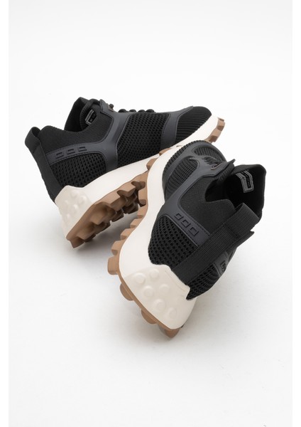 Erkek Kalın Taban Trikolu Bağcıklı Sneaker Mc 21326 Siyah