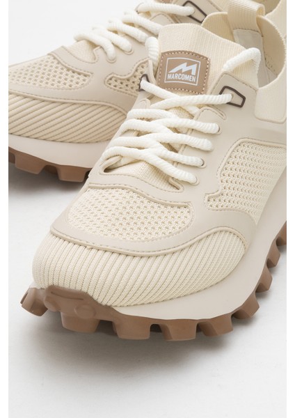 Erkek Kalın Taban Trikolu Bağcıklı Sneaker Mc 21326 Bej modelleri