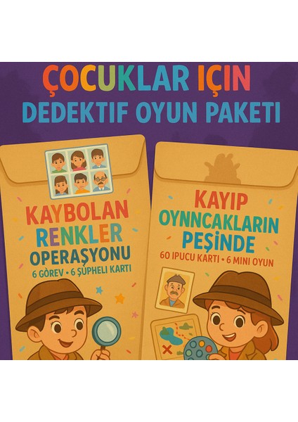 2 Çocuk Dedektif Oyunu, Eğitici Oyuncak, Kutu Oyunu Aile Oyunu, Eğlenceli Oyun