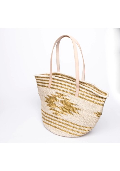 Golden Eagle Tote El Yapımı Organik Büyük Boy Hasır Çanta