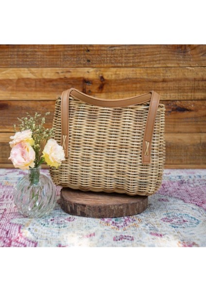 Lotte Wicker Hand Bag El Yapımı Hasır Çanta