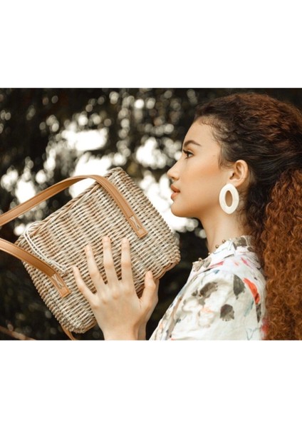 Lotte Wicker Hand Bag El Yapımı Hasır Çanta