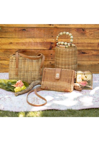 Lotte Wicker Hand Bag El Yapımı Hasır Çanta