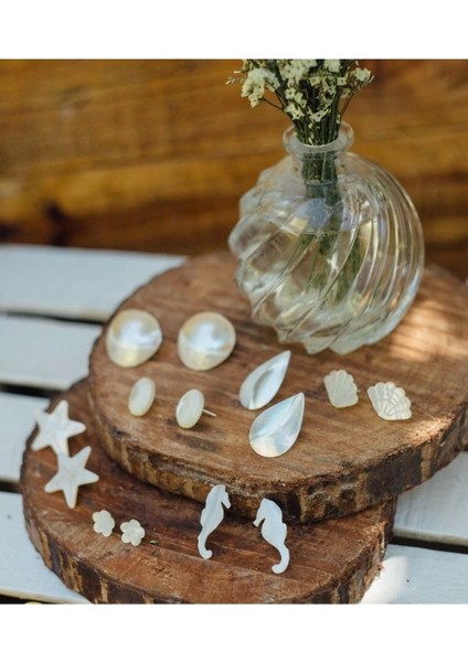 Gumamela Mother Of Pearl Earrings El Yapımı Küpe
