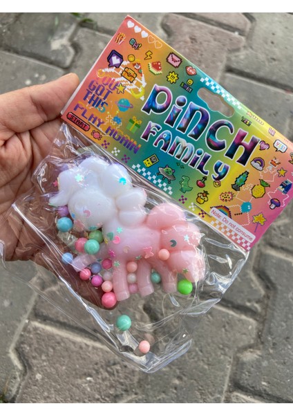 My Little Pony Unicorn Tek Boynuz At Taba Jel Mavi Beyaz Yumuşak Squishy Stress Oyuncak Sukuşi