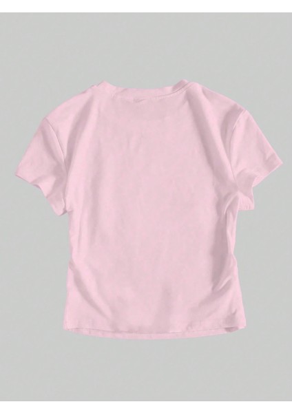 Kadın Y2K Çilekler Baskılı Bayb Tee Crop